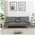 Grey Adjustable Faux Leather Sofa Bed with Cup Holders & Armrests