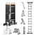 Multi-Purpose Folding Ladder 7-in-1 3 Step 12ft with Scaffolding Plank