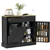 Hidden Garbage Bin Cabinet, Tilt Out Trash Cabinet w/ 2 Drawers, Black