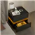 Bedside Table w/ Charging Station, LED Light Modern Nightstand, Black