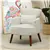 Modern Armchair with Solid Wood Legs - Cream White