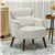 Modern Armchair with Solid Wood Legs - Cream White