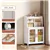 Mobile Storage Cabinet with Transparent Doors, Open Shelves, 360 Wheel