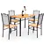 5 Pieces Dining Set Wooden Table and 4 Cushioned Chairs