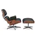 Valencia Armoni Eames Replica Leather Lounge Chair & Ottoman, Black