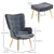 Stylish and Comfortable Modern Accent Chair with Ottoman, Grey Velvet