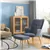 Stylish and Comfortable Modern Accent Chair with Ottoman, Grey Velvet