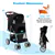 Folding Pet Stroller with Storage Basket and Canopy