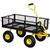 Durable Black Steel Garden Cart with Removable Mesh Sides.