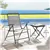 Compact Bistro Set with Reclining Chairs and Glass Table, Grey