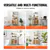 Rattan Bookshelf Ladder Shelf with 2 Doors Rectangle Storage