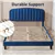 Queen Bed Frame - Velvet Upholstered Platform - Adjustable Headboard