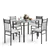 5 Pieces Marble Dining Table Set with 4 Chairs