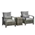 3 Pieces Wicker Patio Furniture Set with Storage Coffee Table, Grey