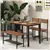 4pcs Dining Table Set Rustic Desk 2 Chairs & Bench w/ Storage Rack