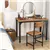 4pcs Dining Table Set Rustic Desk 2 Chairs & Bench w/ Storage Rack