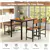 4pcs Dining Table Set Rustic Desk 2 Chairs & Bench w/ Storage Rack