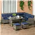 Rattan Outdoor Sofa Set with Dining Table and Chairs - Blue