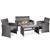 4-PC Glass Top Rattan Loveseat Patio - Gray