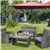 4-PC Glass Top Rattan Loveseat Patio - Gray