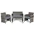 4-PC Glass Top Rattan Loveseat Patio - Gray