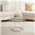 Round Glass Coffee Table: 80 cm Tempered Glass with Gold Metal Frame