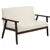 Cream White Linen Loveseat with Wood Legs
