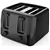4-Slice Toaster Black with 6 Shade Settings and Removable Crumb Tray