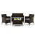 4-Piece Rattan Lounge Set with Glass Table - Gray