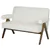 2-Seater Loveseat with Wood Legs - Cream White