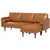 L-Shape Faux Leather Corner Sofa - Brown
