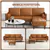 L-Shape Faux Leather Corner Sofa - Brown