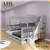 Lillie and James Triple Sleeper Bunk Bed with Trundle & Storage Stairs - Grey