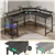 L-Shaped Gaming Desk 47''with LED Lights, Power Outlets & Monitor Stan