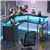 L-Shaped Gaming Desk 47''with LED Lights, Power Outlets & Monitor Stan