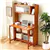 Compact Bamboo Computer Desk with Bookshelf and Flip-Top Storage