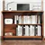 Compact Bamboo Computer Desk with Bookshelf and Flip-Top Storage