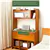 Compact Bamboo Computer Desk with Bookshelf and Flip-Top Storage