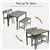 4pcs Dining Table Set Rustic Desk 2 Chairs & Bench w/ Storage  - Grey