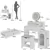 Adult White Makeup Table Desk with Stool and 360° Rotating LED Mirror