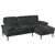 Tufted 3-Seater Sectional Sofa - Black
