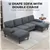 4-Seater Sofa with Double Chaise Fabric Couch for Living Room-Grey