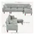 Reversible Sectional Sofa with Pillows - Light Gray