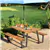 Patented 70 Inch Dining Table Set with Seats and Umbrella Hole