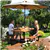 Patented 70 Inch Dining Table Set with Seats and Umbrella Hole