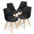 Modern Wooden Leg Dining Chair (Set of 4) - Black
