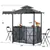 Outdoor Steel Grill Gazebo with Folding Chair Set