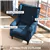 Tufted Wingback Accent Chair – Rolled Arms, Sturdy Frame - Blue