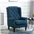 Tufted Wingback Accent Chair – Rolled Arms, Sturdy Frame - Blue