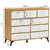 9-Drawer Storage Cabinet, Dresser with Wood Desktop, White (Natural)